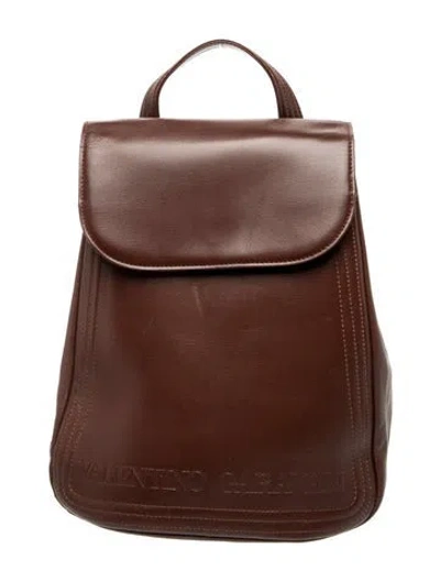 Pre-owned Valentino Garavani Leather Backpack In Brown