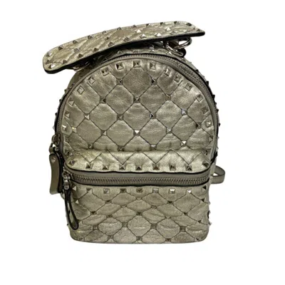 Pre-owned Valentino Garavani Leather Backpack () In Silver