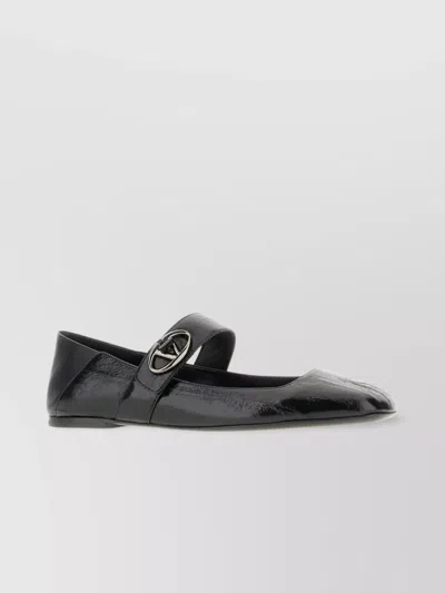 Valentino Garavani Leather Ballerinas With Buckle Detail And Pointed Toe