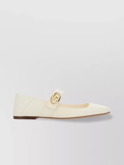 Valentino Garavani Leather Ballerinas With Flat Sole And Buckle Detail