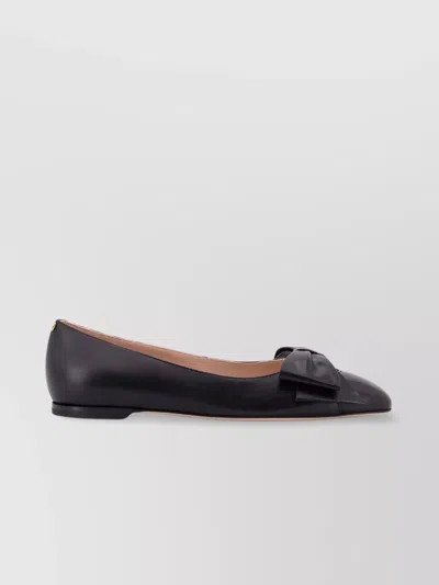 Valentino Garavani Leather Ballerinas With Iconic Bow Detail In Black