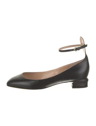 Pre-owned Valentino Garavani Leather Ballet Flats In Black