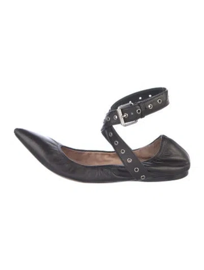 Pre-owned Valentino Garavani Leather Ballet Flats In Black