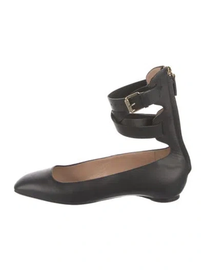 Pre-owned Valentino Garavani Leather Ballet Flats In Black