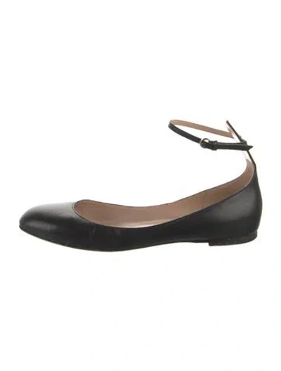 Pre-owned Valentino Garavani Leather Ballet Flats In Black
