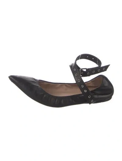 Pre-owned Valentino Garavani Leather Ballet Flats In Black