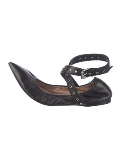 Pre-owned Valentino Garavani Leather Ballet Flats In Black