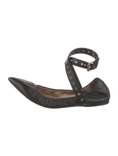 Pre-owned Valentino Garavani Leather Ballet Flats In Black