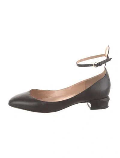 Pre-owned Valentino Garavani Leather Ballet Flats In Black