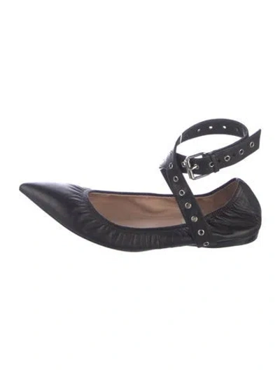 Pre-owned Valentino Garavani Leather Ballet Flats In Blue