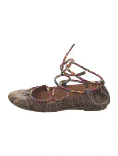 Pre-owned Valentino Garavani Leather Ballet Flats In Brown