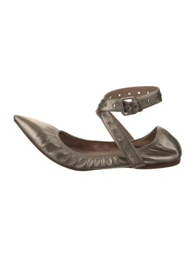 Pre-owned Valentino Garavani Leather Ballet Flats In Gold
