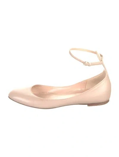Pre-owned Valentino Garavani Leather Ballet Flats In Gold