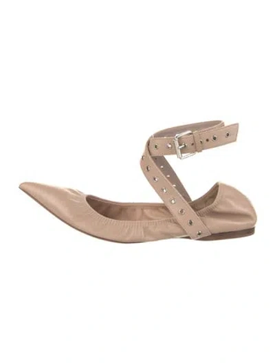 Pre-owned Valentino Garavani Leather Ballet Flats In Neutral