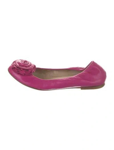 Pre-owned Valentino Garavani Leather Ballet Flats In Purple