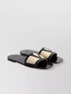 Valentino Leather Base Flat Sole Slide Sandals