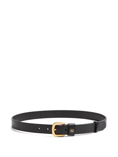 Valentino Garavani Valentino Leather Belt In Black