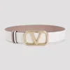 Valentino Garavani Reversible Vlogo Signature Belt In Glossy Calfskin 40 Mm Woman Rose Cannelle 100 In Light Ivory Rose Cannelle