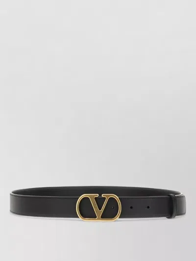 Valentino Garavani Leather Belt Adjustable Length Refined Design In Black