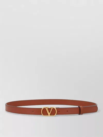 Valentino Garavani Leather Belt Adjustable Length Unisex In Brown