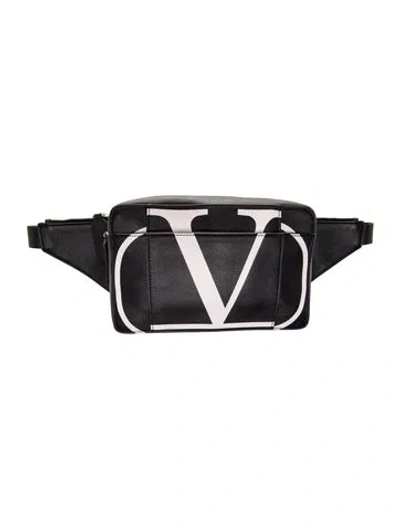 Pre-owned Valentino Garavani Leather Belt Bag In Black