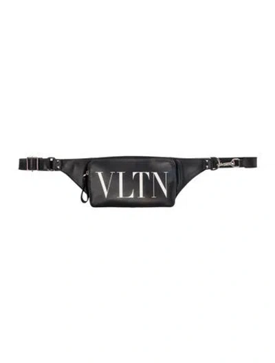 Pre-owned Valentino Garavani Leather Belt Bag In Black/white