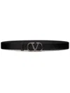 Valentino Garavani Vlogo Signature Belt In Shiny Calfskin 30 Mm In Black