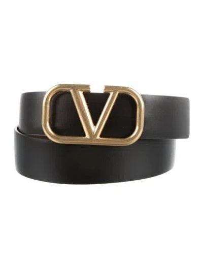 Pre-owned Valentino Garavani Leather Belt In Black