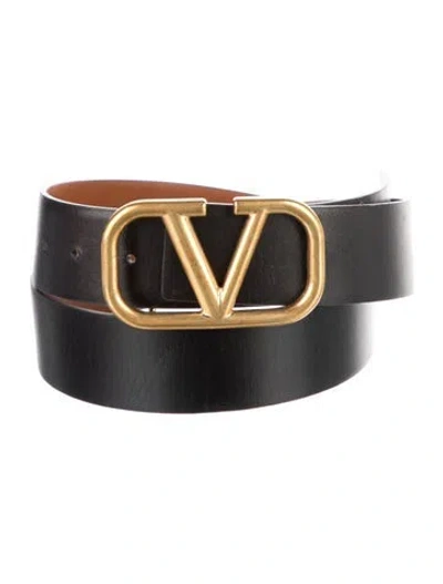 Pre-owned Valentino Garavani Leather Belt In Black