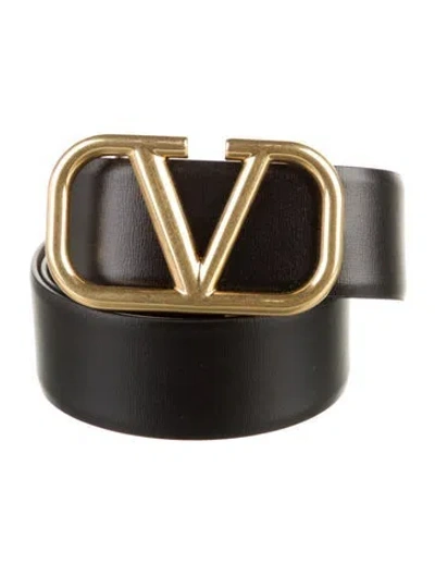 Pre-owned Valentino Garavani Leather Belt In Black