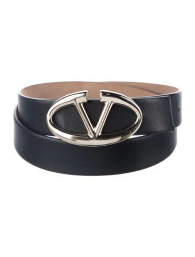 Pre-owned Valentino Garavani Leather Belt In Black