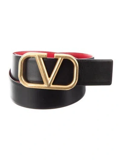 Pre-owned Valentino Garavani Leather Belt In Black