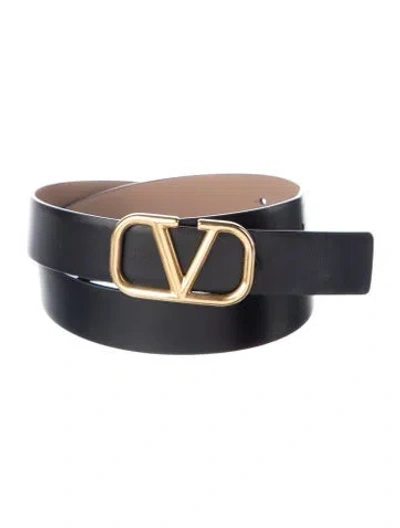 Pre-owned Valentino Garavani Leather Belt In Black