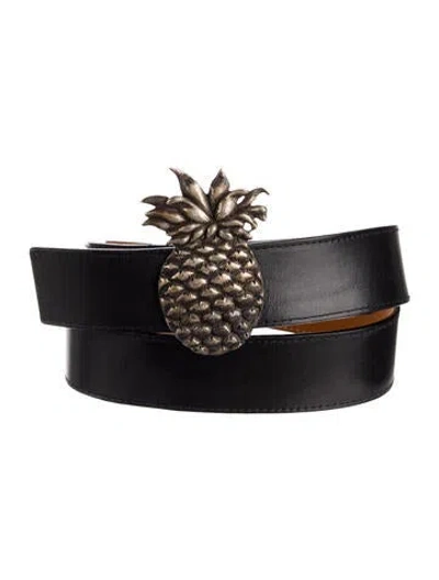 Pre-owned Valentino Garavani Leather Belt In Black