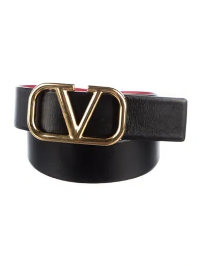 Pre-owned Valentino Garavani Leather Belt In Black