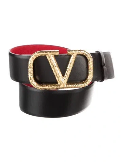 Pre-owned Valentino Garavani Leather Belt In Black