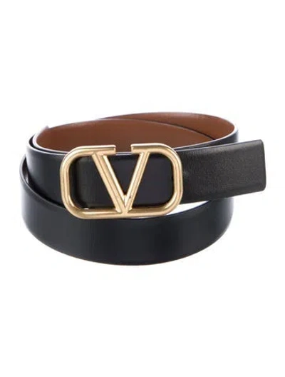 Pre-owned Valentino Garavani Leather Belt In Black