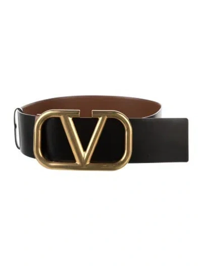 Pre-owned Valentino Garavani Leather Belt In Black