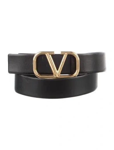 Pre-owned Valentino Garavani Leather Belt In Black