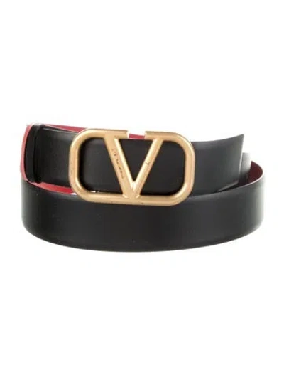 Pre-owned Valentino Garavani Leather Belt In Black