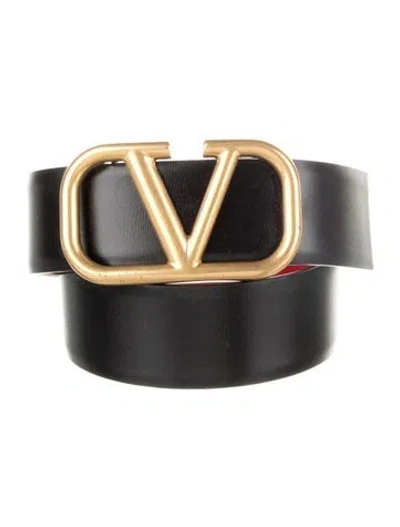 Pre-owned Valentino Garavani Leather Belt In Black