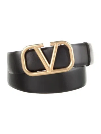 Pre-owned Valentino Garavani Leather Belt In Black
