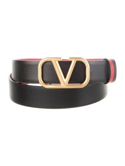 Pre-owned Valentino Garavani Leather Belt In Black