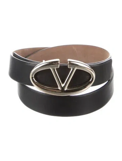 Pre-owned Valentino Garavani Leather Belt In Black