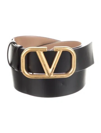 Pre-owned Valentino Garavani Leather Belt In Black