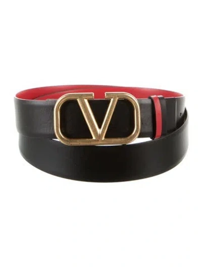 Pre-owned Valentino Garavani Leather Belt In Black