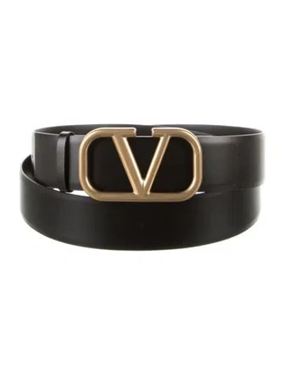Pre-owned Valentino Garavani Leather Belt In Black