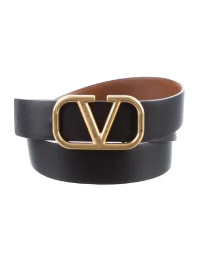 Pre-owned Valentino Garavani Leather Belt In Black