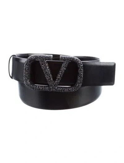 Pre-owned Valentino Garavani Leather Belt In Black