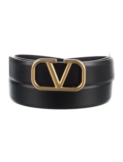 Pre-owned Valentino Garavani Leather Belt In Black